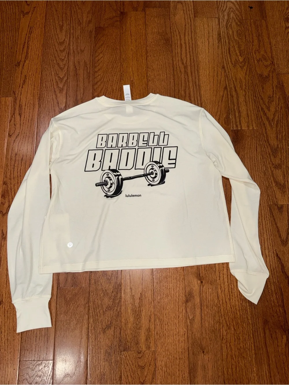 lululemon athletica Cream Long-Sleeve Cropped Tee with Barbell Logo